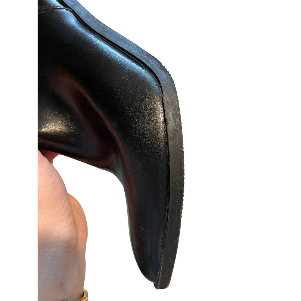 Black Pointed Toe Block Heel Ankle Boots Womens Size 8 Western Booties